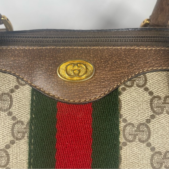 🔴SOLD🔴Gucci Boston Brown color Green & Red Web GG monogram Bag - Picture 8 of 16